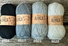 Skupina alpaca klobk v sivih odtenkih za pletenje in kvačkanje; 100% alpaka preja