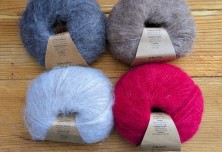 Brushed alpaca silk: svetlo siva, temno siva, rjava in rdeča